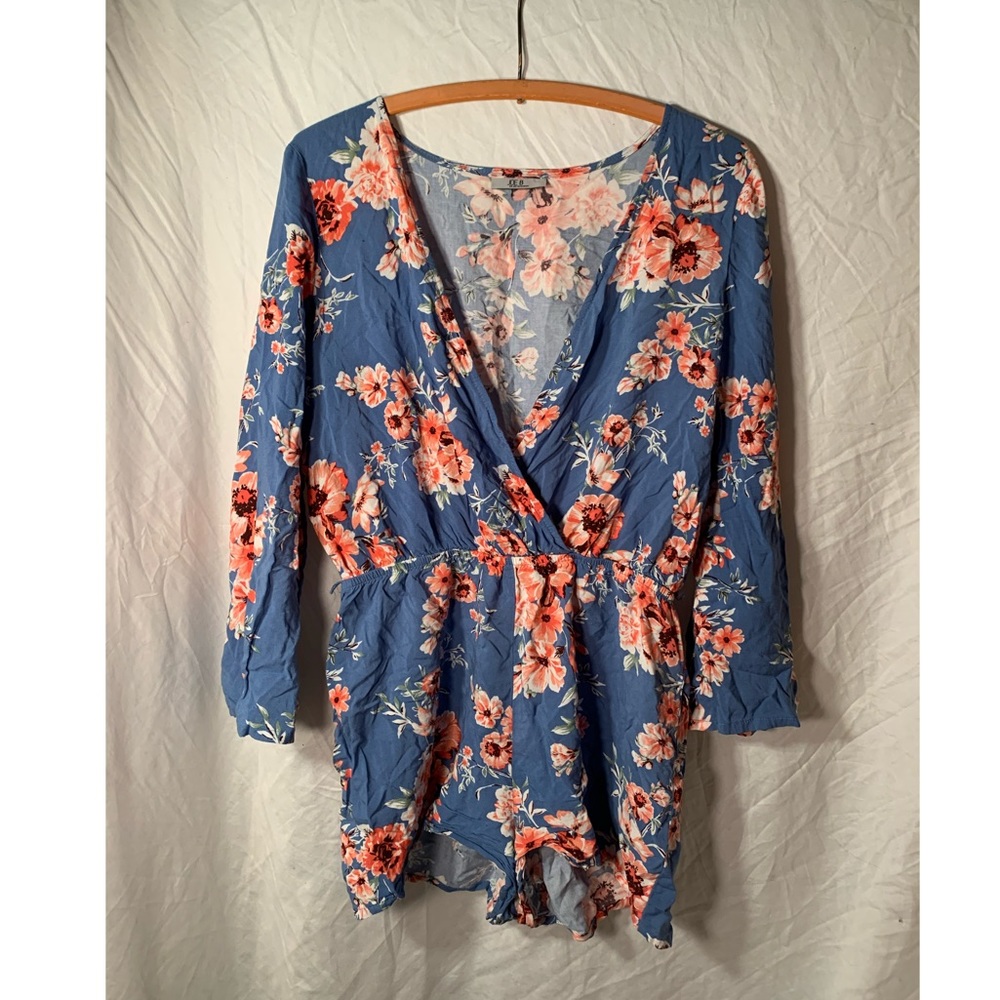Floral Pink and Blue Romper size L